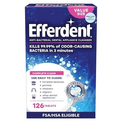 NEW Efferdent Retainer & Denture Cleaner Tablets Minty and Fresh Clean 126 Count