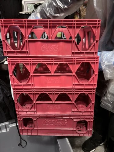 4 Vintage Coca-Cola Red Plastic Bottle Crates – Holds 12 Bottles Each