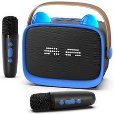 Mini Karaoke Machine Toys Gifts,Portable MP3 Player with 2 Wireless Microphon...