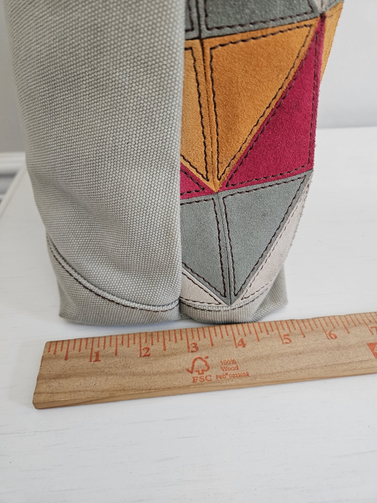 FOSSIL Gray Colorful Leather Patchwork Embroidere… - image 17