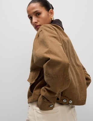 Marks & Spencer Womens Cotton Basic Jacket in Soft Spice - M&S