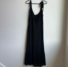 Reformation Size 16 Nikita Midi Classic Black Tie Shoulder Feminine Party Dress