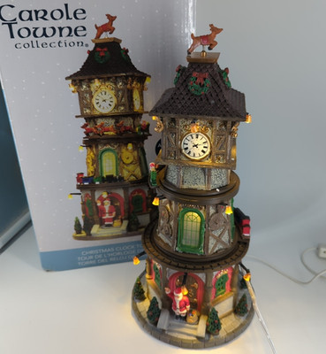 2014 Lemax Carole Towne Christmas Clock Tower Lights Music Animation 0577516