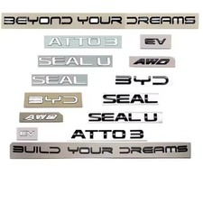 Build Your Dreams Silver Black Boot Trunk Badge Emblem for BYD SEAL SONG ATTO3