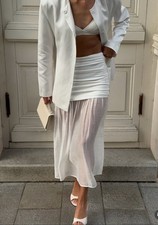 ZARA S, M, L, WOMAN WHITE SS25 COMBINATION MIDI SKIRT COTTON  4661/441/712 NEW