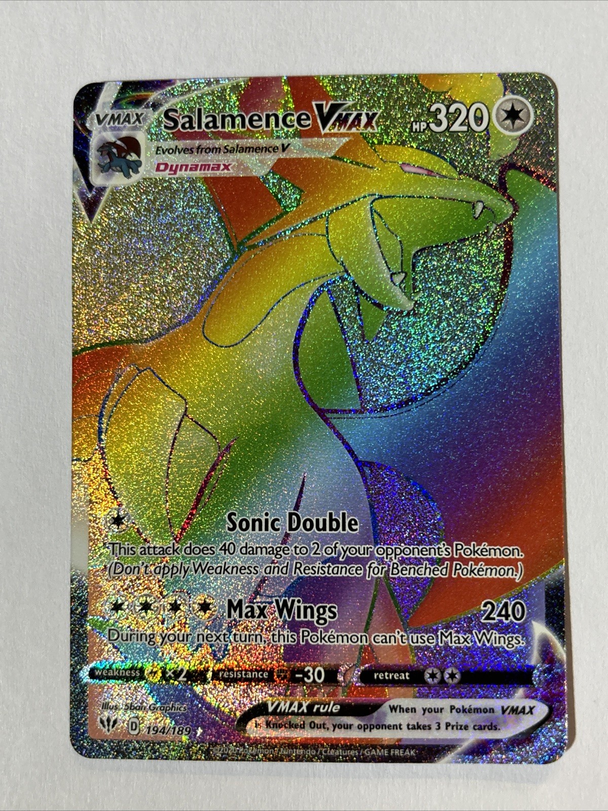Pokémon Salamence VMAX Card 194/189