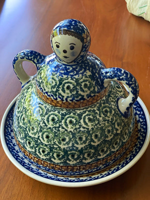 Authentic Ceramika Artystyczna Polish Pottery  Cheese Lady    Signed UNIKAT U-3