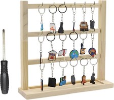 Wood Keychain Display Stand For Vendors And Home: Square Wooden 3 levels