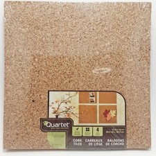 Quartet Cork Tiles Set of 4 12X12 Wall Bulletin Boards Natural Cork New Sealed