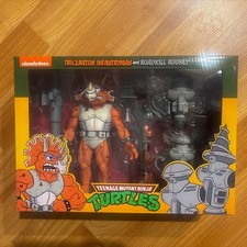 NECA Teenage Mutant Ninja Turtles Triceraton Infantryman & Roadkill Rodney New