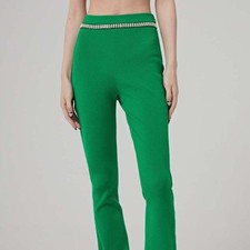 New NWOT PACO RABANNE Crystal Belt Pant in Green Size S