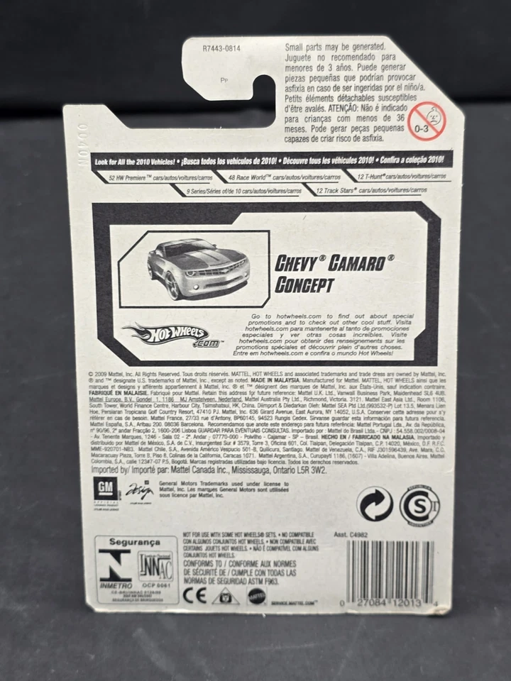 2010 Hot Wheels Regular Treasure Hunt Chevy Camaro Concept Diecast NEW SEALED - Image 4 of 4