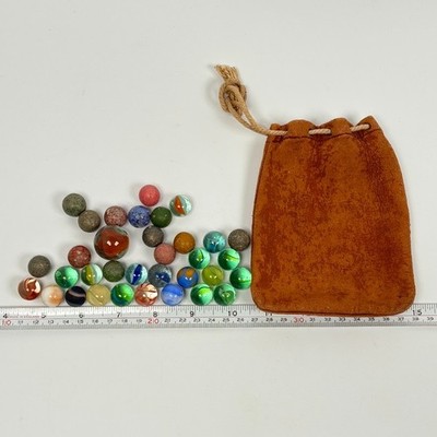 Marbles Swirl Katzenaugenklappe & Band + Wildledertasche Vintage