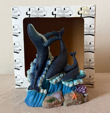 Humpback Whale Figurine Set of 3 Blue Ocean Wave Figurines Ocean Scene Sculpture