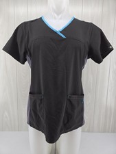 Women s Carhartt Force Black Blue Scrub Medical Top Size Large