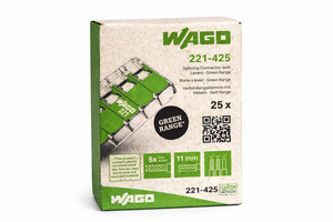 WAGO 221-425 Bornes de connexion à levier 5 entrées 0,14-4mm² Boîte 25 Original