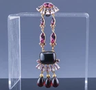 GORGEOUS LARGE VINTAGE FAUX RUBY GARNET AMETHYST COSTUME JEWELRY DANGLING BROOCH