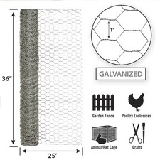 Garden Craft 163625 Galvanized Silver 20 ga. Poultry Netting 25 L ft. x 36 H in.