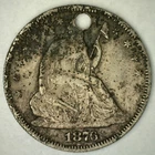 1876 Seated Liberty Silver Half Dollar HOLED Type Coin 50c XF Condition As Seen