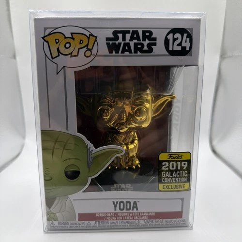 Funko Pop! 2019 Galactic Convention Star Wars Gold Chrome Yoda #124