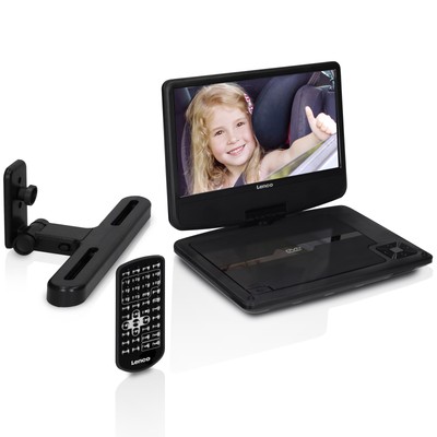 Lenco DVP-901BK - 9 Zoll tragbarer DVD-Spieler mit Kopfstützenbefestigung - inte