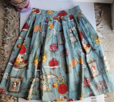 Grace Karin Frida Kahlo Vintage Inspired Art To Wear Small Zip Pleaded Skirt
