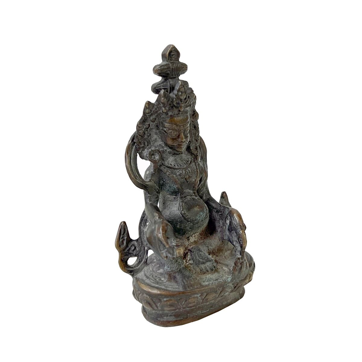 Distressed Marks Bronze Color Metal Zambala Fortune Deity Statue ws2408S Distressed Marks Bronze Color Metal Zambala Fortune Deity Statue ws2408S