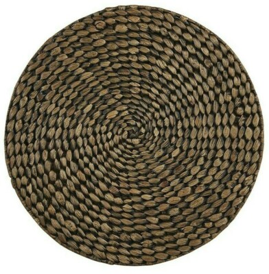 NEW Braided Placemat Hyacinth BROWN 15'' Round Farmhouse Woven Natural Chic