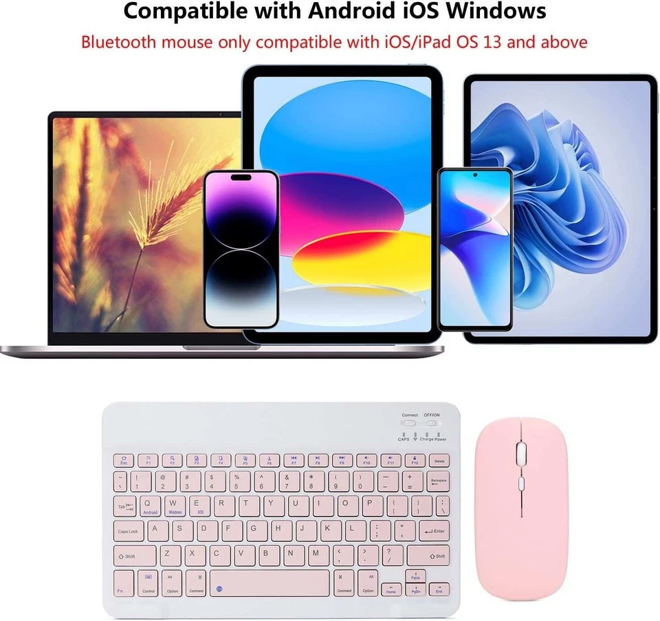 Portable Bluetooth Wireless Keyboard Mouse Combo Set For iPhone iPad Macbook - Image 2 of 4