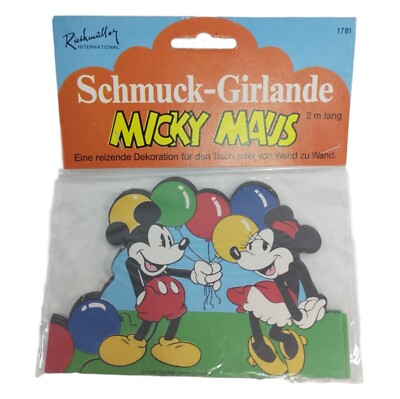Mickey Maus Girlande 2m Disney Vintage Maus Riethmüller Tisch Party Deko NEU