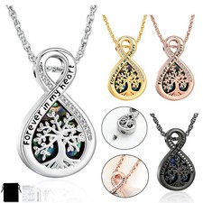 Tree of Life Urn Necklace for Ashes Infinity Cremation Jewelry Memorial Necklace