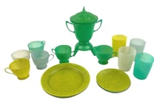 Gothamware Childs Toy Play Dinner Dish Set 20 Pcs Coffee Urn Sugar Creamer Vtg