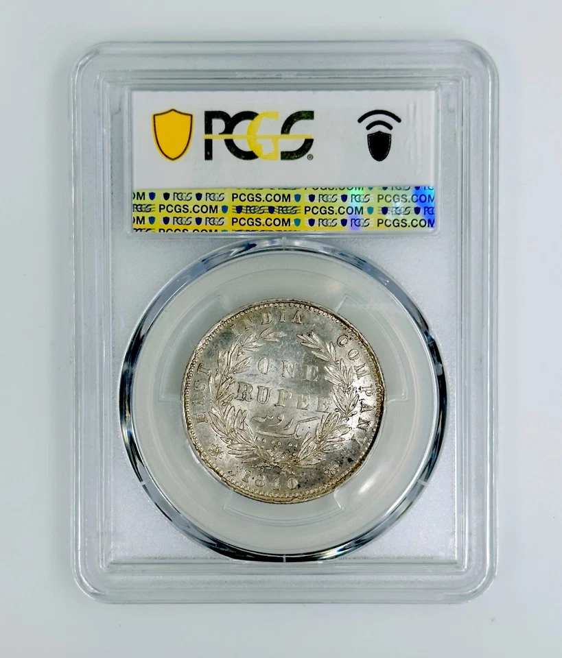 INDIA BRITISH VICTORIA 1840 (C or B) 1 RUPEE SW-3.33 AU58 PCGS Silver Coin .917 - Image 2 of 4