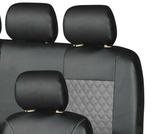 - Senza marca/Generico - - Coprisedili Auto Universali Set Protezioni Tappezzeria Look Pelle Grigio Nero - Miniatura 5