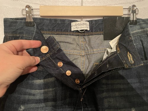 ZARA MAN Premium Original Denim Jeans Lightly Ripped Bootcut Size 32 Cotton - Picture 10 of 18
