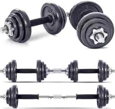 Adjustable Dumbbell & Barbell Set 20KG Cast Iron Durable Weight for Men & Women