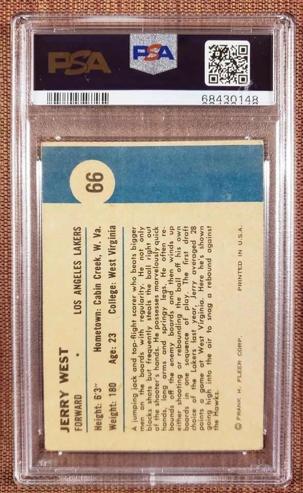1961 Fleer #66 Jerry West Lakers AUTO Lakers Rookie Basketball Card PSA2/DNA RC - Image 2 of 2