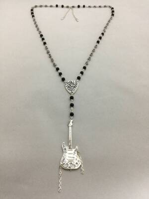 Justin Davis guitar motif Necklace Pendant Charm Sterling Silver 925 #942