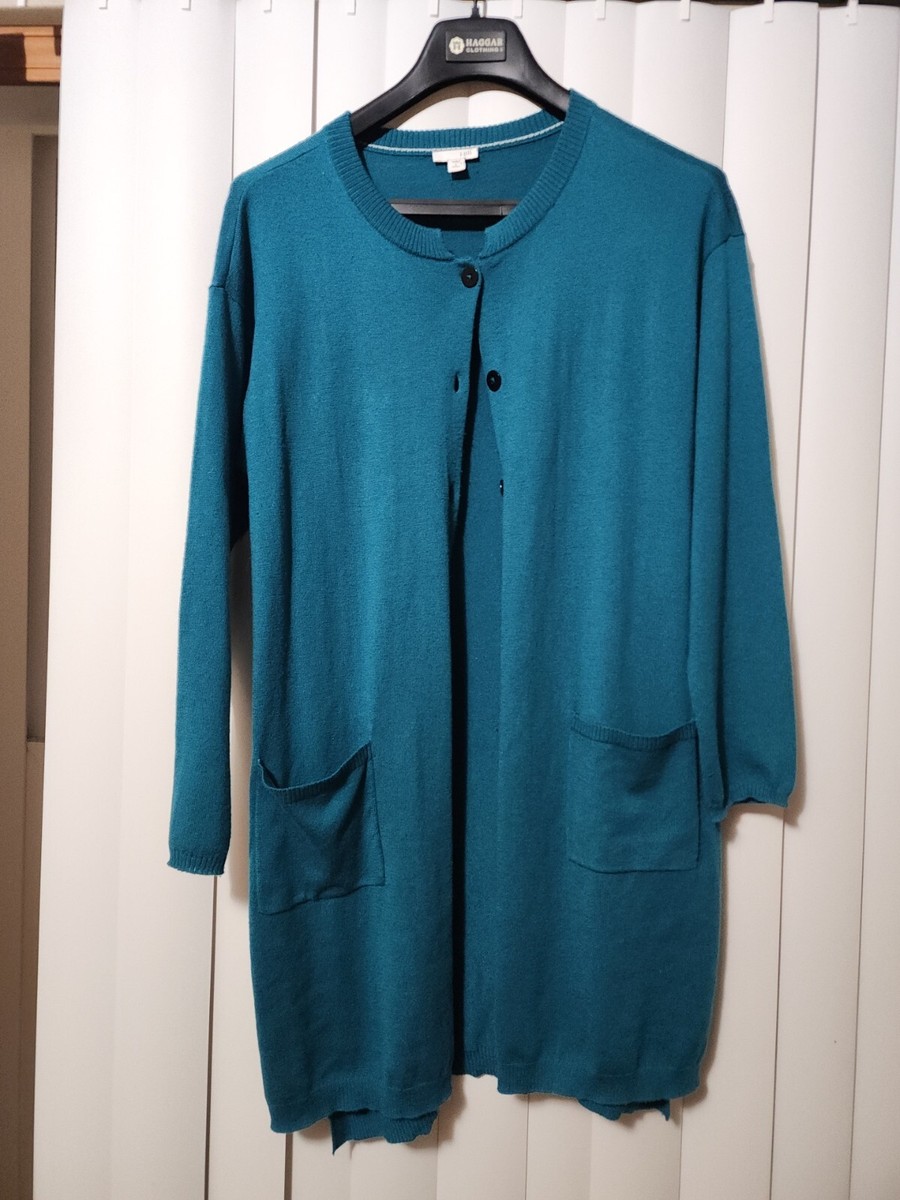 J Jill Wool Cardigan Long Duster Button Pockets Soft Lightweight