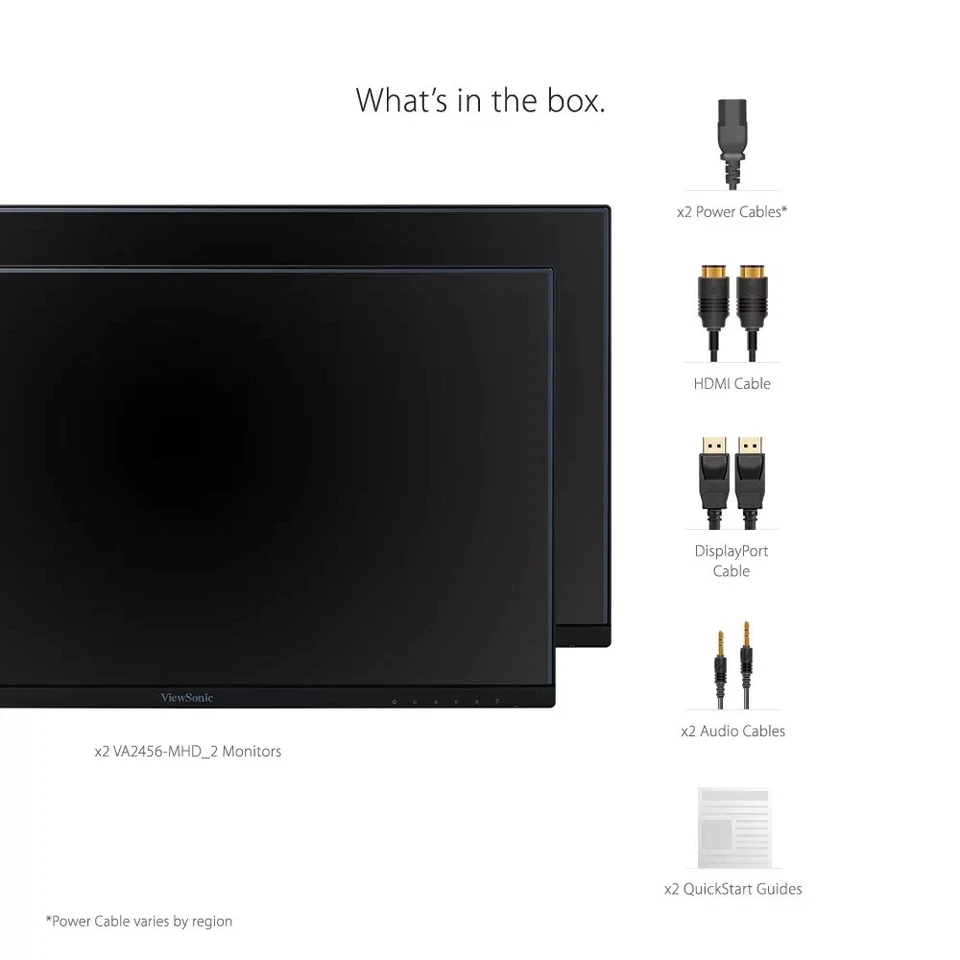 2 pack ViewSonic IPS Dual Head-Only Monitors 1080p 100Hz 24in VA2456-mhd_H2 24" - Image 3 of 4
