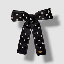 Lele Sadoughi Women's Black Pearl Embellished Antoinette Bow Barrette