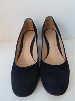 Gianvito Rossi Navy Suede Flared Block 60 mm Heel Pumps/Shoes EUR