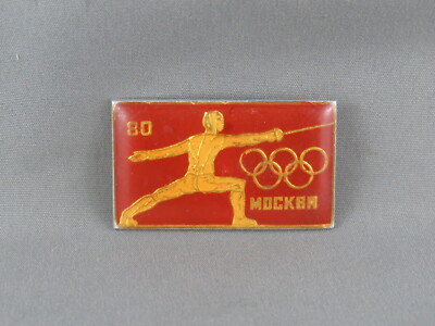 Moscow 1980 Olympic Pin - Fencing Events - Stamped Celluloid Pin