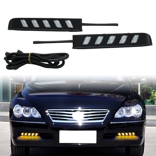 LED Daytime Running Lights DRL Amber White Lamp Fit Toyota REIZ Mark X 2005-2009