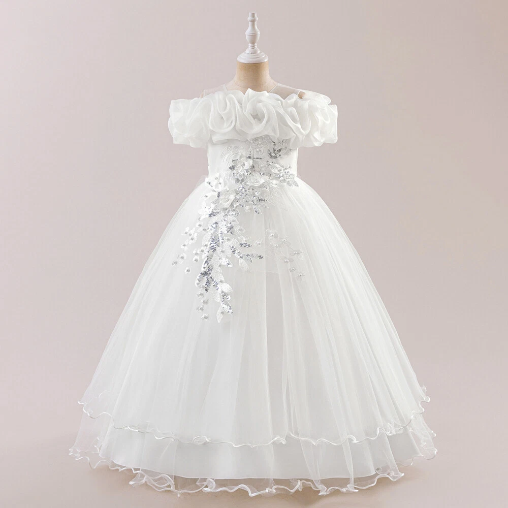 white party dress size 12 Sunny Fashion Flower Girl Dress White Wedding Party Bridesmaid Dress 12 Years, Girl's