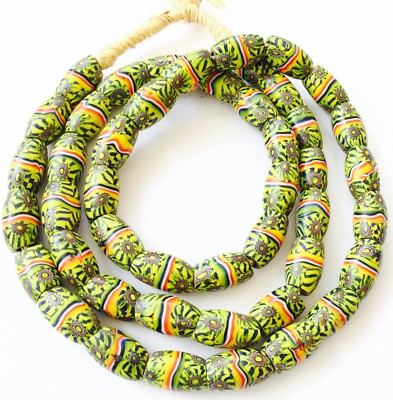 Antique Venetian Green Oval millefiori glass African trade beads