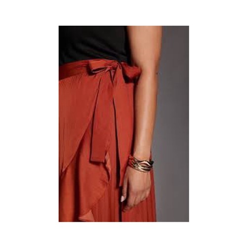 NWT NEW Anthropologie Maeve Ruffled Wrap Maxi Skirt Dark Orange Rust XSPetit XSP - Picture 3 of 3