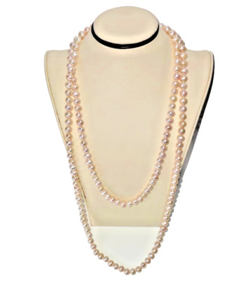 14K Gold Barockzuchtperlen 50'' rosa Halskette mit 14K Gold Knebel
