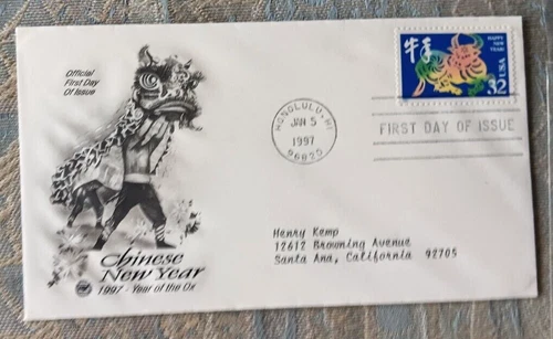 CHINESE LUNAR NEW YEAR OF THE OX #3120 1997 PCS CACHET FDC DRAGON PARADE