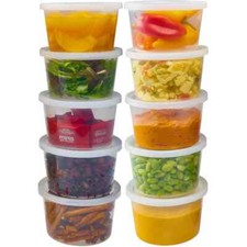 64 oz half Gallon Plastic Freezer Food Storage Deli Soup Containers with Lids